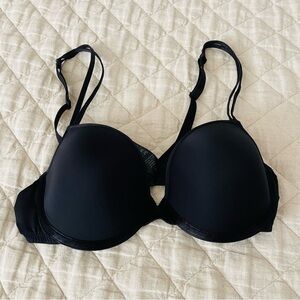 Le Mystère 'Linguine Strap' Molded Demi Bra BLACK 34C